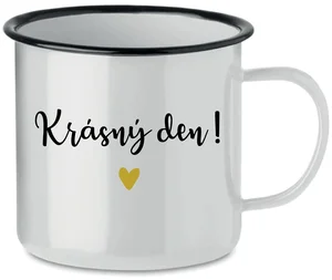 Smaltovaný hrnek 350 ml s motivem Krásný den!
