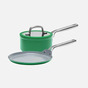 Snídaňová sada s keramickým povrchem – 3 kusy, zelená