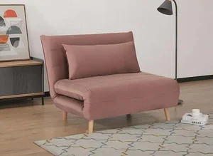 SPIKE Velvet – Rozkládací pohovka, růžová s bukovými nohami