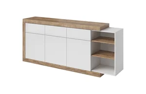 Spiralis komoda 200 cm – dub Samdal a bílý lesk