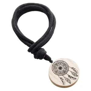 Spona Judy na záclony – dřevěná s látkou