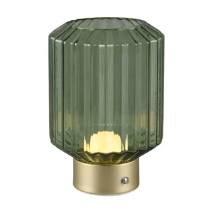 Stmívatelná LED stolní lampa Lord v zelené a zlaté, 19,5 cm