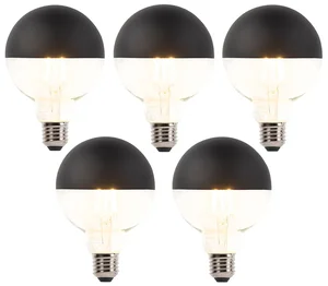 Stmívatelné LED žárovky E27 G95 černé - Sada 5 ks, 550 lm, 2700 K
