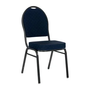 Stohovatelná židle JEFF 3 NEW s modrou látkou a šedým rámem