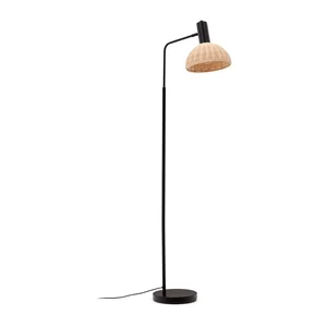 Stojací lampa Damila s ratanovým stínidlem, černo-přírodní, 157 cm – Kave Home