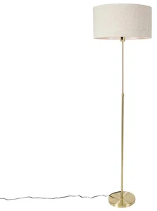 Stojací lampa s nastavitelným výškovým a stmívatelným funkcím, zlatá s šedým stínítkem
