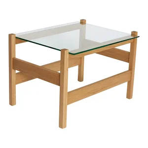 Stolek Ledge s skleněnou deskou – dubové dřevo FSC, 52×66 cm | Hübsch