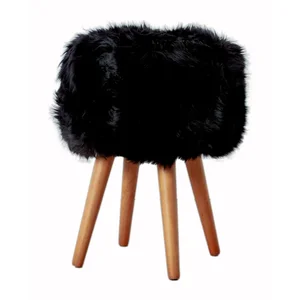 Stolička Native Natural s černým sedákem z ovčí kožešiny, Ø 30 cm