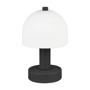 Stolní lampa Glenn – Trio, černobílá se skleněným stínidlem