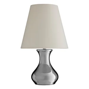 Stolní lampa Nell – kovová, krémová se stříbrným odstínem, textilní stínidlo, 36 cm