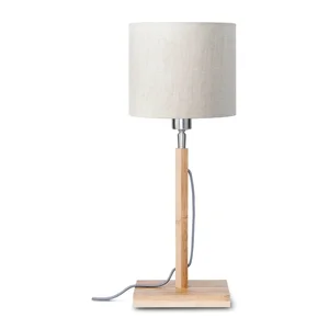 Stolní lampa se stínidlem z béžového textilu a bambusovou konstrukcí Good&Mojo Fuji