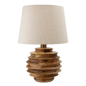 Stolní lampa Svale Bloomingville, dřevěný základ s textilním stínidlem