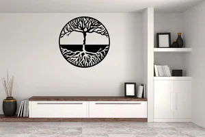 Strom života Yin a Yang samolepka 50x50 cm černá