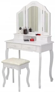 Stylový toaletní stolek Elegant s LED zrcadlem a dárkem houbičkou na make-up