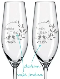 Svatební skleničky na sekt Romance 2 ks