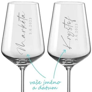 Svatební skleničky na víno Calligraphy Style, 2ks