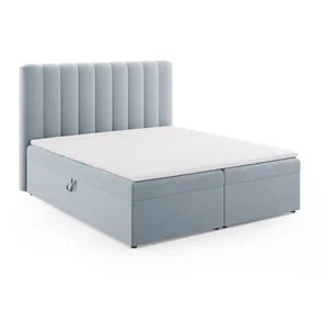 Světle modrá boxspring postel s úložným prostorem 180x200 cm Gina