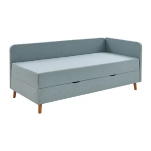 Světle modrá čalouněná jednolůžková postel s úložným prostorem 90x200 cm Cabana – Meise Möbel
