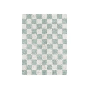 Světle modro-krémový ručně tkaný bavlněný koberec 120x160 cm Kitchen Tiles Blue Sage