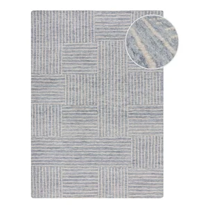 Světle modrý ručně tkaný vlněný koberec 80x150 cm Memphis Wool