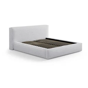Světle šedá dvoulůžková postel 140x200 s úložným prostorem Simon Olivia Micadoni