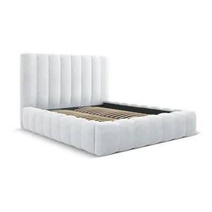 Světle šedá dvoulůžková postel 200x200 cm Kelp se úložným prostorem a roštem | Micadoni Home