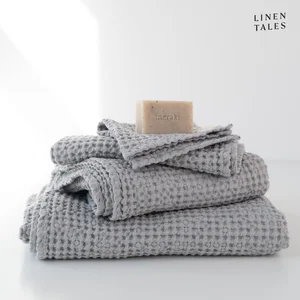 Světle šedé ručníky a osušky 3 ks Honeycomb Linen Tales