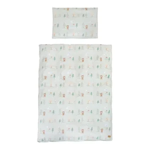 Světle zelené dětské povlečení do postýlky Woodland Buddies 100x135 cm