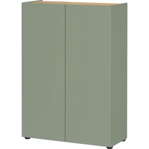 Světle zelený botník Alviano s dubovým dekorem 74x105x33 cm