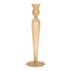 Svícen Swirl – skleněný, světle hnědý, PT LIVING, výška 26,5 cm