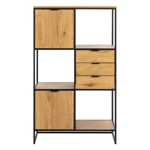 Swindon Černá knihovna s dubovým dekorem 85x141 cm