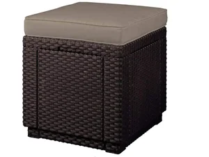 Taburet CUBE s úložným prostorem – hnědý