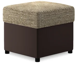 Taburet STRIATA 46×46 cm – hnědá látka a ekokůže