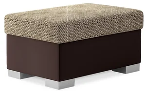 Taburet STRIATA 85 × 55 cm – hnědá látka a tmavě hnědá ekokůže