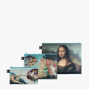 Taštičky na zip LOQI 3 ks – Leonardo da Vinci, Michelangelo a Botticelli