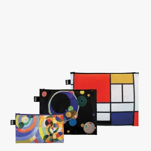 Taštičky na zip LOQI 3 kusy Mondrian, Kandinsky, Delaunay