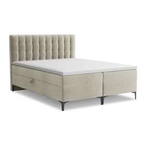Taupe boxspring postel s úložným prostorem 160x200 cm – Makamii Puhala
