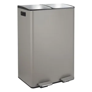 Taupe ocelový odpadkový koš 2×30 l na tříděný odpad, nášlapný – Aliya – Spirella