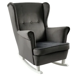 TEJA houpací křeslo ušák, tmavě šedá/bílá