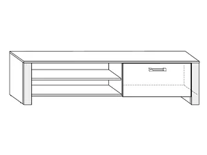 Televizní stolek AKIVIDU, bílý/černý lesk, 160 cm