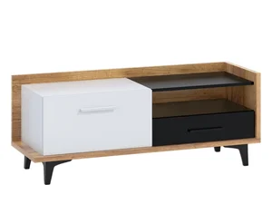 Televizní stolek KNUT 1D1S craft zlatá/bílá/černá – 5 let záruky