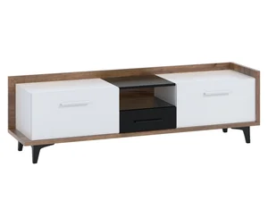 Televizní stolek KNUT 2D1S 165 cm, craft tobaco/bílá/černá