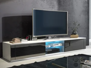 Televizní stolek KOLINA bílo-černý lesk