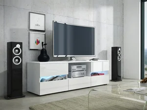 Televizní stolek PAXTAKOR B – bílý lesk, 140 cm, 5 let záruka