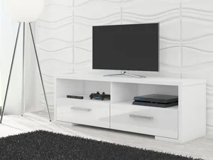 Televizní stolek PENONG – bílý lesk, 5 let záruka