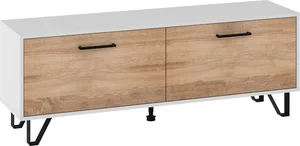 Televizní stolek PRUDHOE 140 cm – bílá/dub sonoma, 5 let záruky