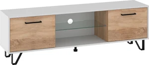 Televizní stolek PRUDHOE 160 cm, bílá/dub sonoma