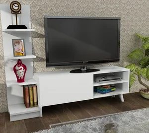 Televizní stolek ROSALYN s regálem, bílý