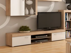 Televizní stolek SIWANI – dub sonoma/bílý lesk, 200×39×47 cm