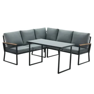 Tempo Kondela FARLY – Zahradní set černá/šedá